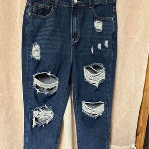 Shein lg (12-14) Distressed Blue Jeans used like new